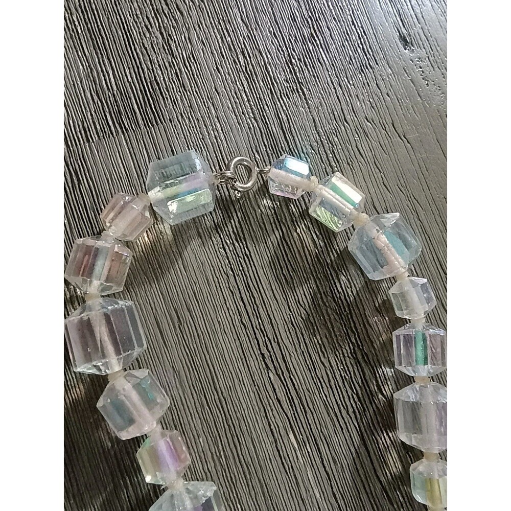 Art Deco Clear AB Crystal Long Heavy Vintage Necklace - Picture 6 of 7
